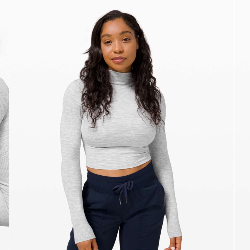 LULULEMON ALL ALIGNED MOCK NECK LONG SLEEVE WEE ARE FROM SPACE NIMBUS